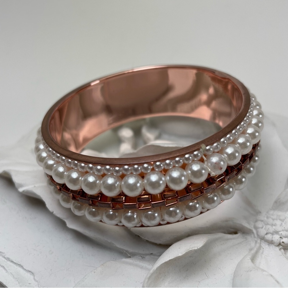 Pearls and Copper Bangle